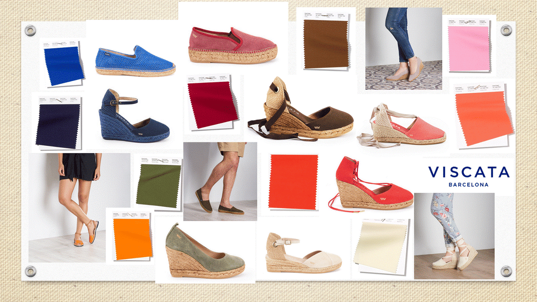 Viscata's Collage of espadrilles in Pantone's SS19 trendy colors