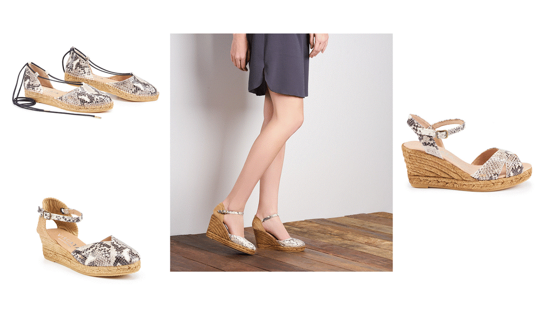 Viscata's Snake print flats and wedges. Handmade in Spain.