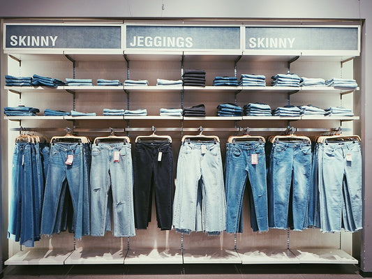 Jeans categorised by leg width